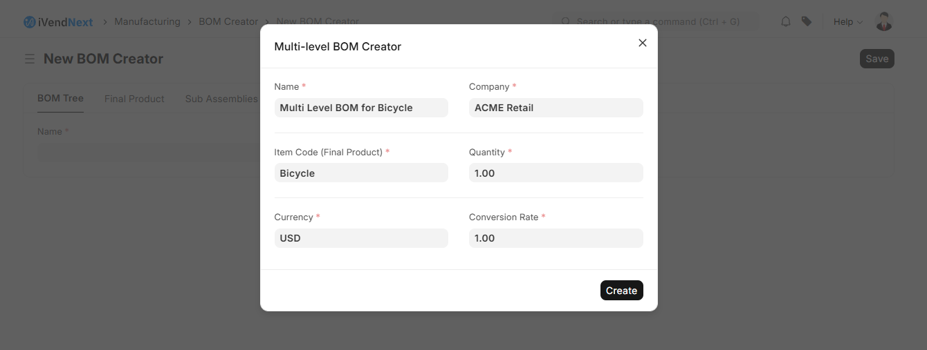 Multi Level BOM Creator